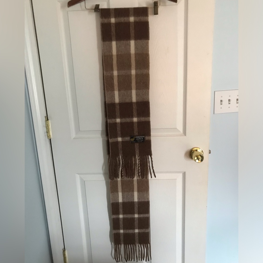 Brown Plaid Alpaca Scarf